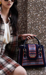 Grunge Series British style Check Crossbody Bag Grey