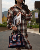 Grunge Series British style Check Crossbody Bag Grey