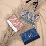 Secret Garden Floral Fringe Crossbody Bag Rock Grey