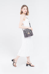 Secret Garden Fluffy Floral Crossbody bag Grey