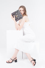 Secret Garden Fluffy Floral Crossbody bag Grey