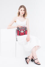 Secret Garden Fluffy Floral Crossbody bag Red