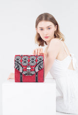 Secret Garden Fluffy Floral Crossbody bag Red