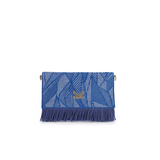 Secret Garden Floral Fringe Crossbody Bag Lake Blue