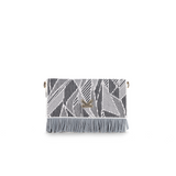 Secret Garden Floral Fringe Crossbody Bag Rock Grey