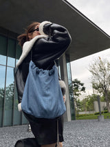 Crackles Series-Metal Basket Bag Denim Blue
